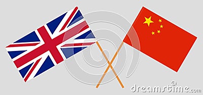 The UK and China. British and Chinese flags Vector Illustration