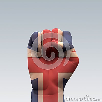 UK Flag Clenched Fist Stock Photo