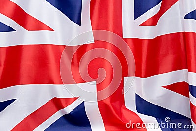 UK Flag flutters in the wind.The place to advertise, template. Stock Photo
