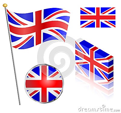 UK Flag Set Vector Illustration