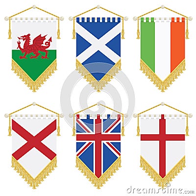 Uk and ireland pennants Vector Illustration