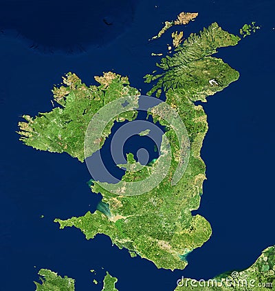 UK map in satellite photo, England terrain view from space Editorial Stock Photo