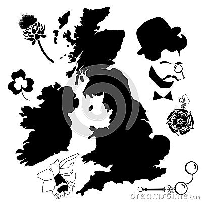 UK map and symbols Vector Illustration