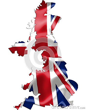 UK United Kingdom map with flag Stock Photo