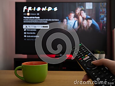 UK, March 2020: TV Television Friends sitcom series Netflix Editorial Stock Photo