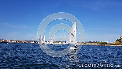 UK National and Open Laser Championships at Mount Batten Centre for Watersports Editorial Stock Photo