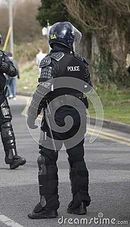 Uk Police Officers in Riot Gear Stock Photo