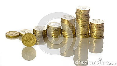 Uk pound coins stacked Stock Photo