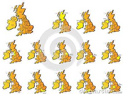 Uk provinces maps Vector Illustration