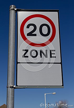 UK sign for entry into 20 mph zone Stock Photo