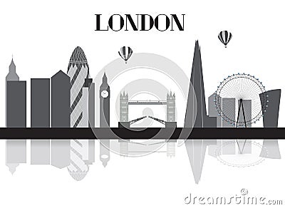 UK, Silhouette London city background. Vector Illustration. Vector Illustration