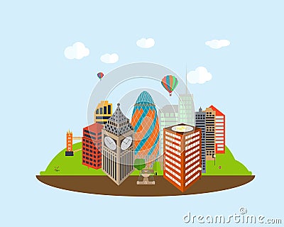 UK, Silhouette London city background. Vector Illustration. Vector Illustration