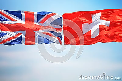 UK and Swiss flags Stock Photo