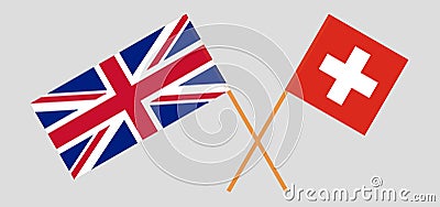 The UK and Switzerland. British and Swiss flags Vector Illustration