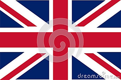 UK. Union Jack. Flag of United Kingdom. Official colors. Correct proportion. Vector illustration. The British flag is flying in th Cartoon Illustration