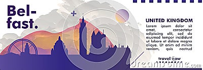 UK United Kigdom Belfast skyline city gradient vector banner Vector Illustration
