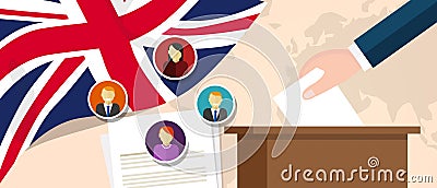 UK United Kingdom England democracy political process selecting president or parliament member with election and Vector Illustration