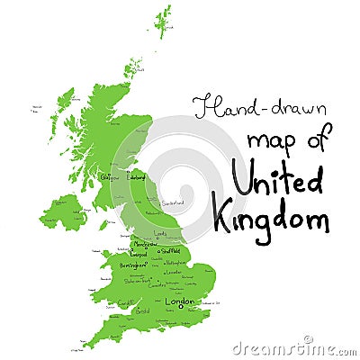 UK vector map. Hand drawn vector map of United Kingdom Vector Illustration