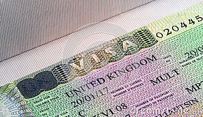 UK visa close up Stock Photo