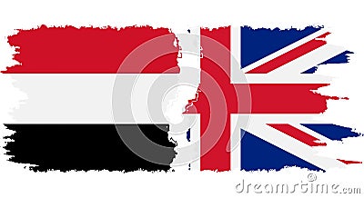 UK and Yemen grunge flags connection vector Vector Illustration