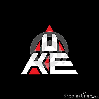 UKE triangle letter logo design with triangle shape. UKE triangle logo design monogram. UKE triangle vector logo template with red Vector Illustration