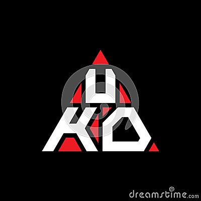 UKO triangle letter logo design with triangle shape. UKO triangle logo design monogram. UKO triangle vector logo template with red Vector Illustration