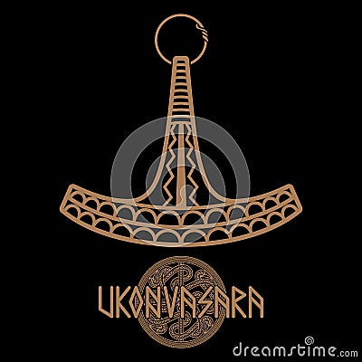 Ukonvasara - Ukko hammer or Ukonkirves - Ukko Axe, is the simbol and magikal weapon of the Finnish Thunder God Ukko Vector Illustration