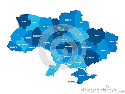 Ukraine - administrative map of oblasts Vector Illustration