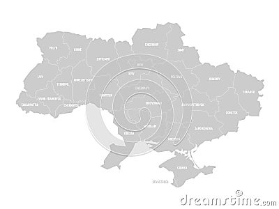 Ukraine - administrative map of oblasts Vector Illustration