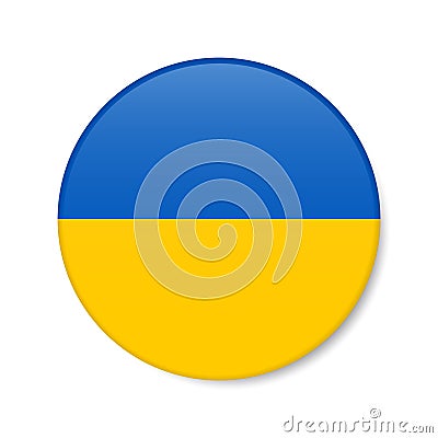 Ukraine circle button icon. Ukrainian round badge flag. 3D realistic isolated vector illustration Vector Illustration
