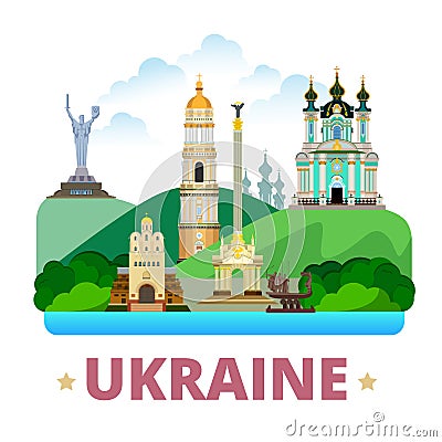 Ukraine country design template Flat cartoon style Vector Illustration