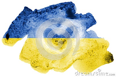 Ukraine flag is depicted in liquid watercolor style isolated on white background Stock Photo