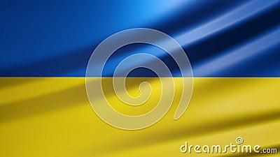 Ukraine flag detail waving on wind. 3D render illustration. Cartoon Illustration