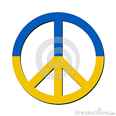 Ukraine flag in peace symbol. No war in Ukraine. Peaceful concept. Vector illustration Vector Illustration