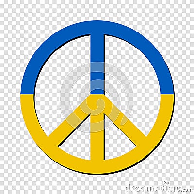 Ukraine flag in peace symbol. No war in Ukraine. Peaceful concept. Vector illustration Vector Illustration