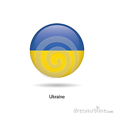 Ukraine flag - round glossy Vector Illustration