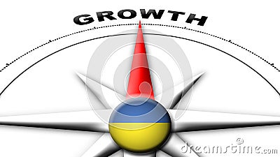 Ukraine Globe Sphere Flag and Compass Concept Growth Titles â€“ 3D Illustrations Stock Photo