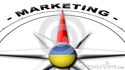 Ukraine Globe Sphere Flag and Compass Concept Marketing Titles â€“ 3D Illustrations Stock Photo