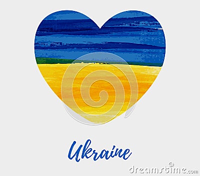 Ukraine grunge flag in heart shape Vector Illustration