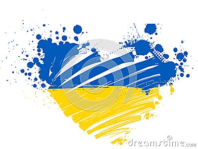 Ukraine grunge flag heart Vector Illustration