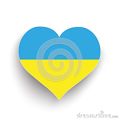 Ukraine Heart Shadow White Vector Illustration