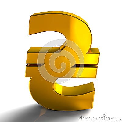 Ukraine Hryvnia Currency Sign Symbols Gold Color, 3d render isolated on white background Stock Photo