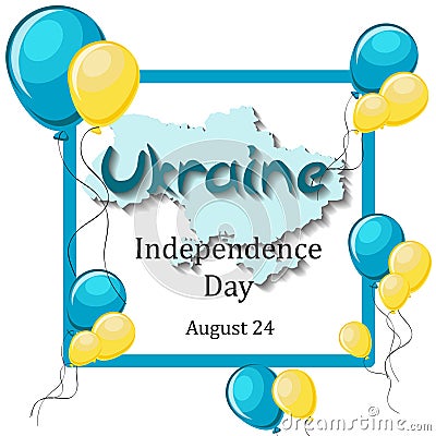 Ukraine Independence Day, August 24 greeting card template Vector Illustration