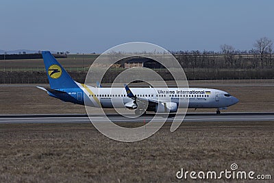 Ukraine International Airlines plane taxiing Editorial Stock Photo