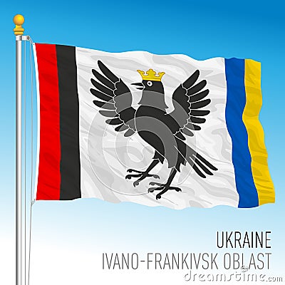 Ukraine, Ivano-Frankivsk Oblast waving flag, europe Vector Illustration