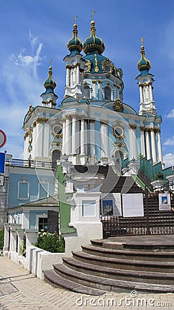 Ukraine. Kiev. Church of St. Andrew. Andrew`s Descent Editorial Stock Photo