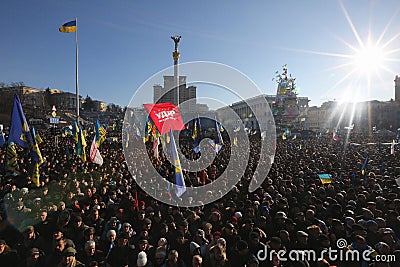 Ukraine, Kiev, A large crowd of protesters against the authorities in the square of Maidan Editorial Stock Photo