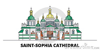 Ukraine, Kiev, Saint Sophia Cathedral flat landmarks vector illustration. Ukraine, Kiev, Saint Sophia Cathedral line Vector Illustration