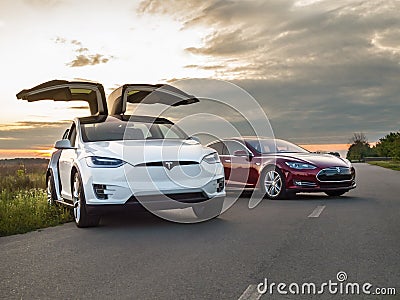 Tesla electric car Editorial Stock Photo