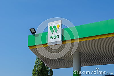 Ukraine, Kremenchug - May, 2019 Automotive fuel station WOG. Editorial Stock Photo